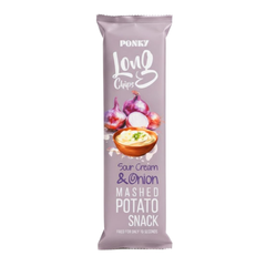 Ponky Long Chips – Snack de pommes de terre saveur crème aigre et oignon, 75 g