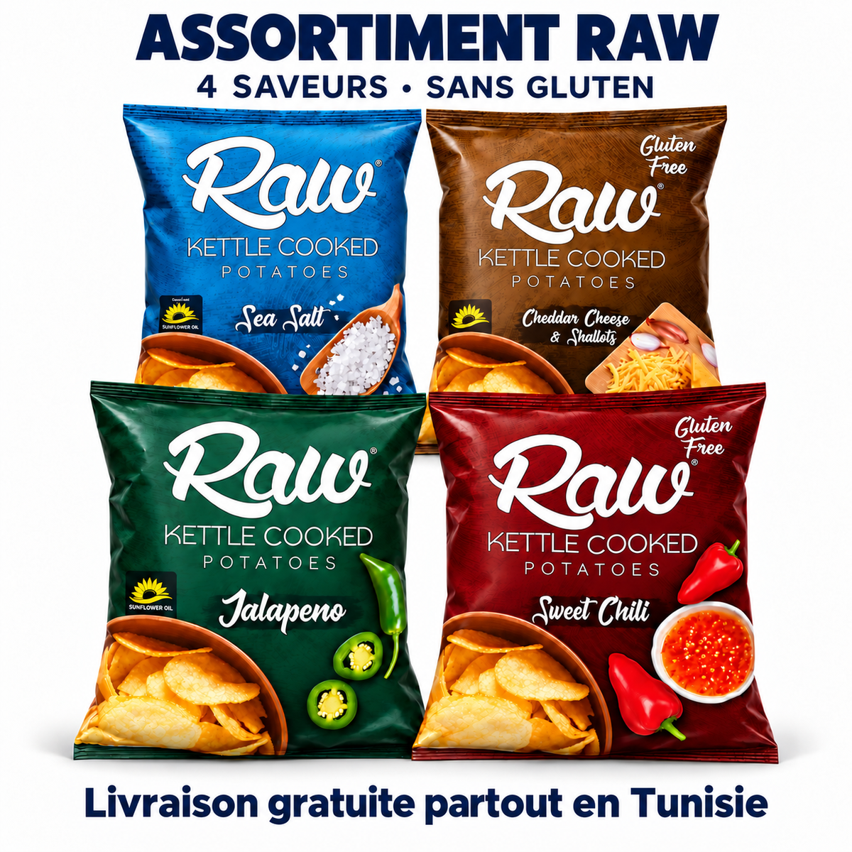 Assortiment Chips Raw Original 90g - 4 Saveurs