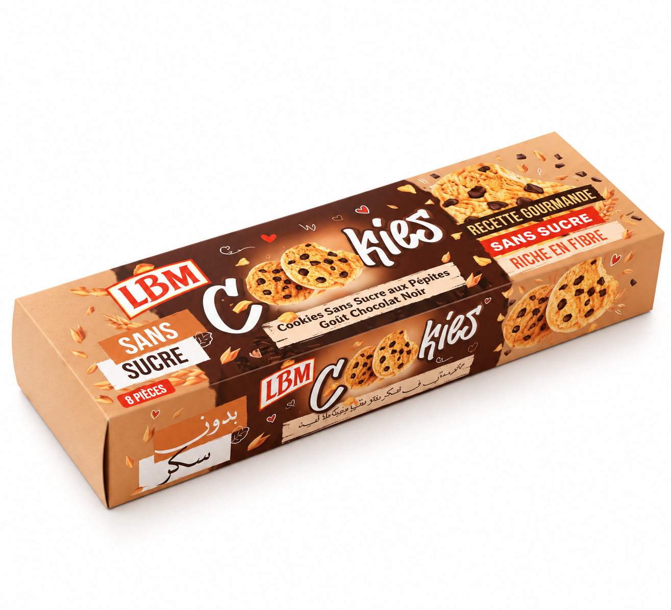Cookies sans sucre aux pépites goût de chocolat 90g LBM