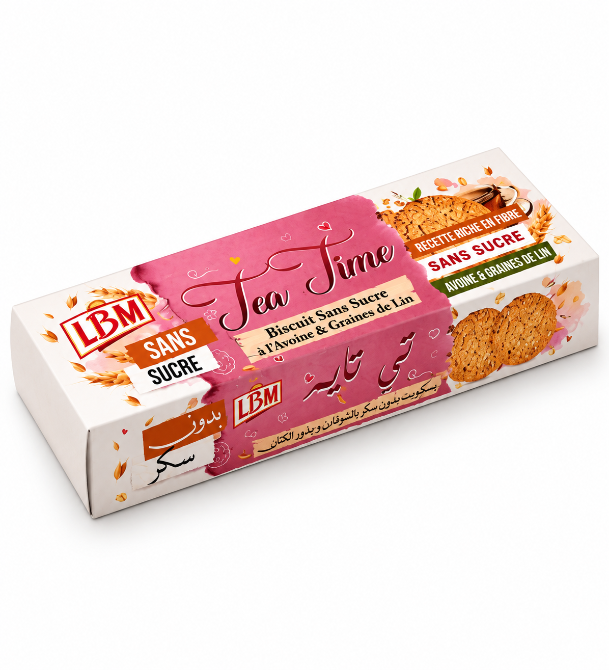 Biscuit TEA TIME Sans Sucre à l'avoine et graine de lin 90g LBM