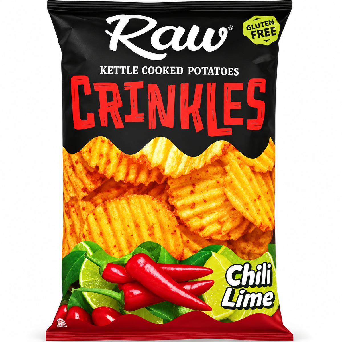 Chips ondulées RAW sans gluten saveur piment et citron vert - 90 g