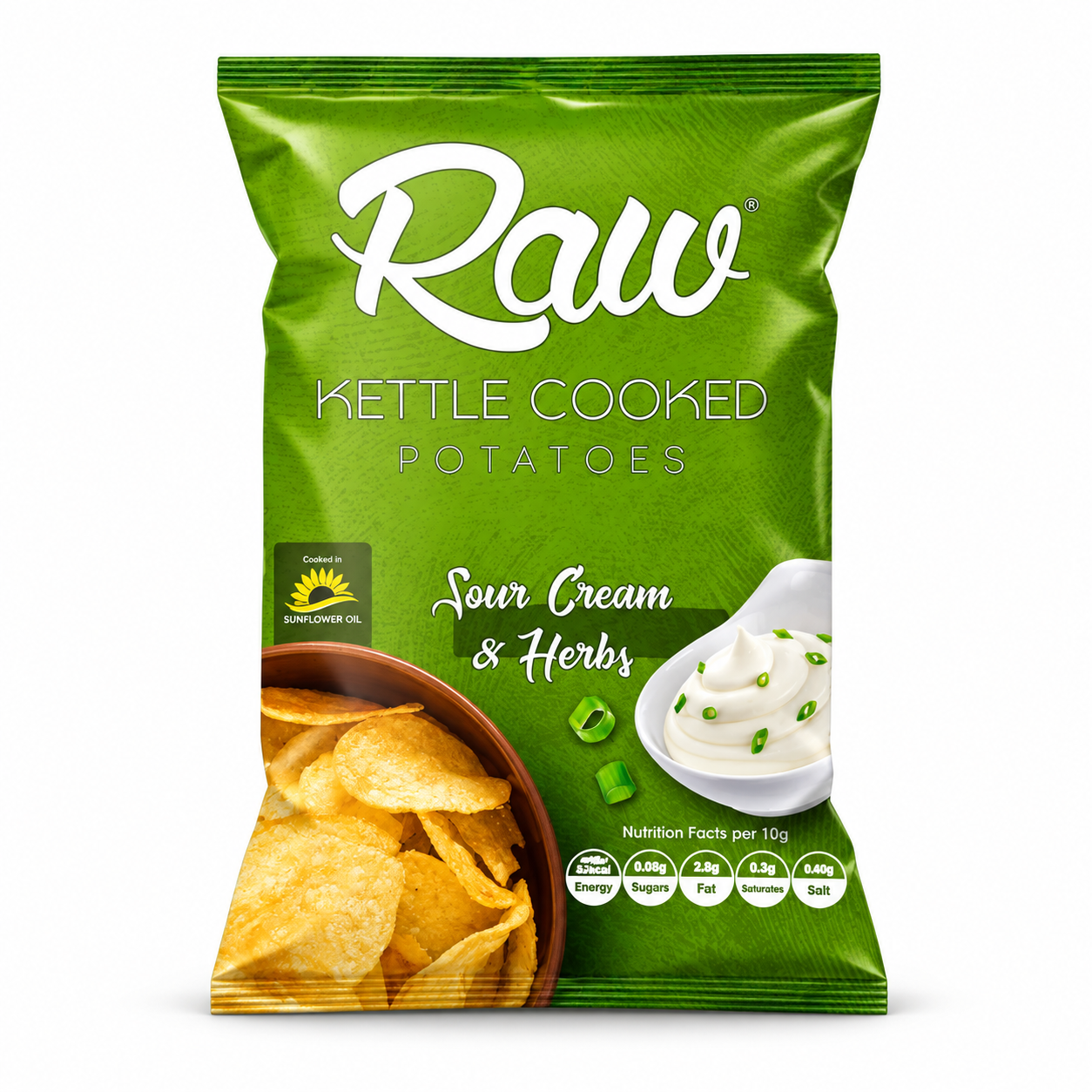 Chips RAW à la crème fraîche et aux herbes, sans gluten – 135 g