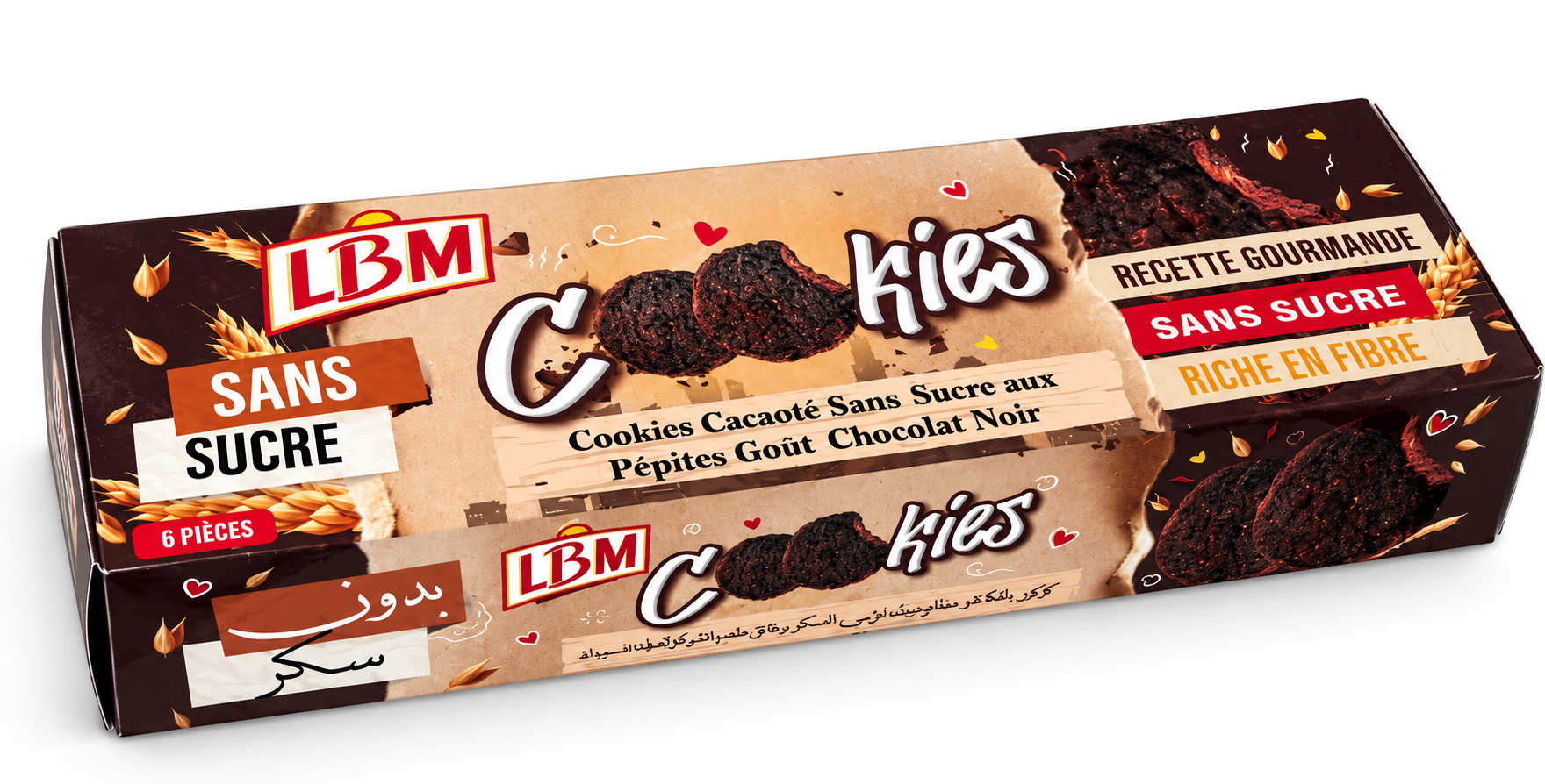 Cookies Cacaotés sans sucre aux pépites goût chocolat noir 90g LBM
