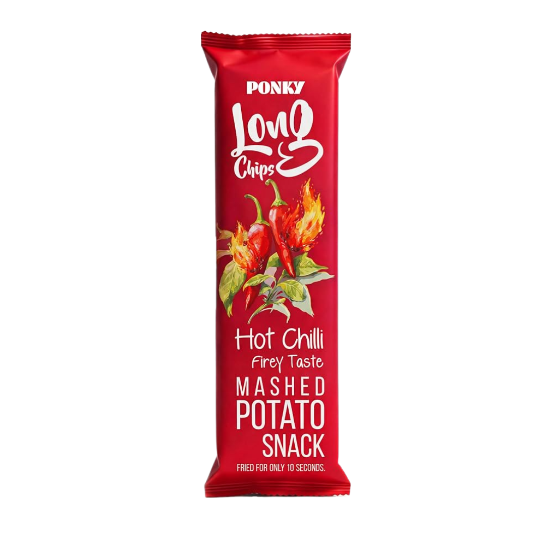 Ponky Long Chips – Snack de pommes de terre saveur piment fort, 75 g