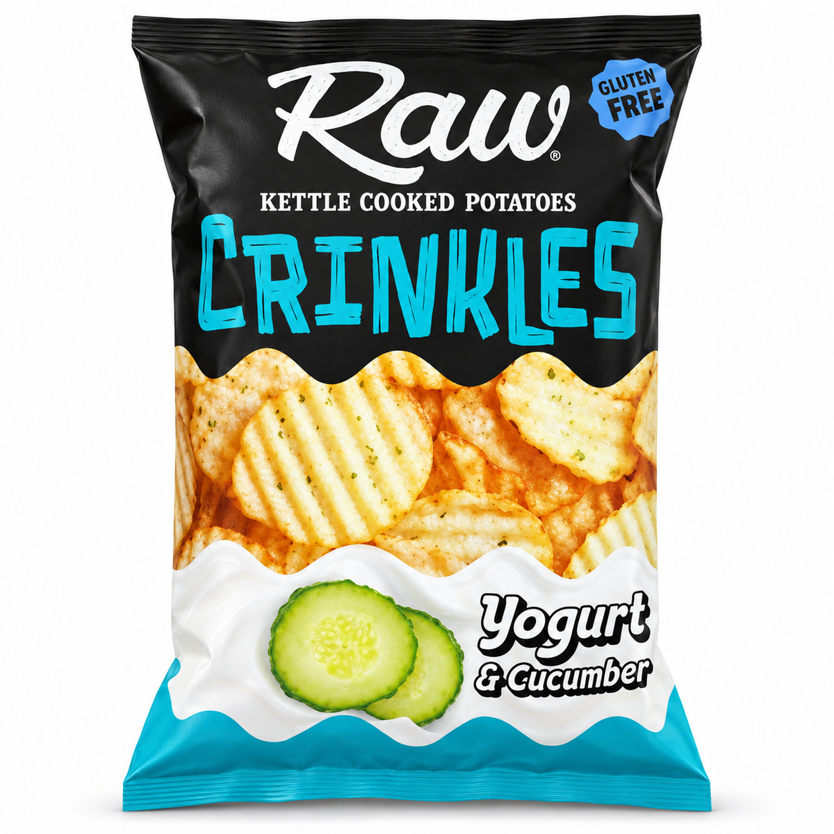 Chips ondulées RAW sans gluten au yaourt et au concombre - 90 g